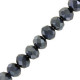 Faceted glass rondelle beads 6x4mm Hematite pearl shine coating